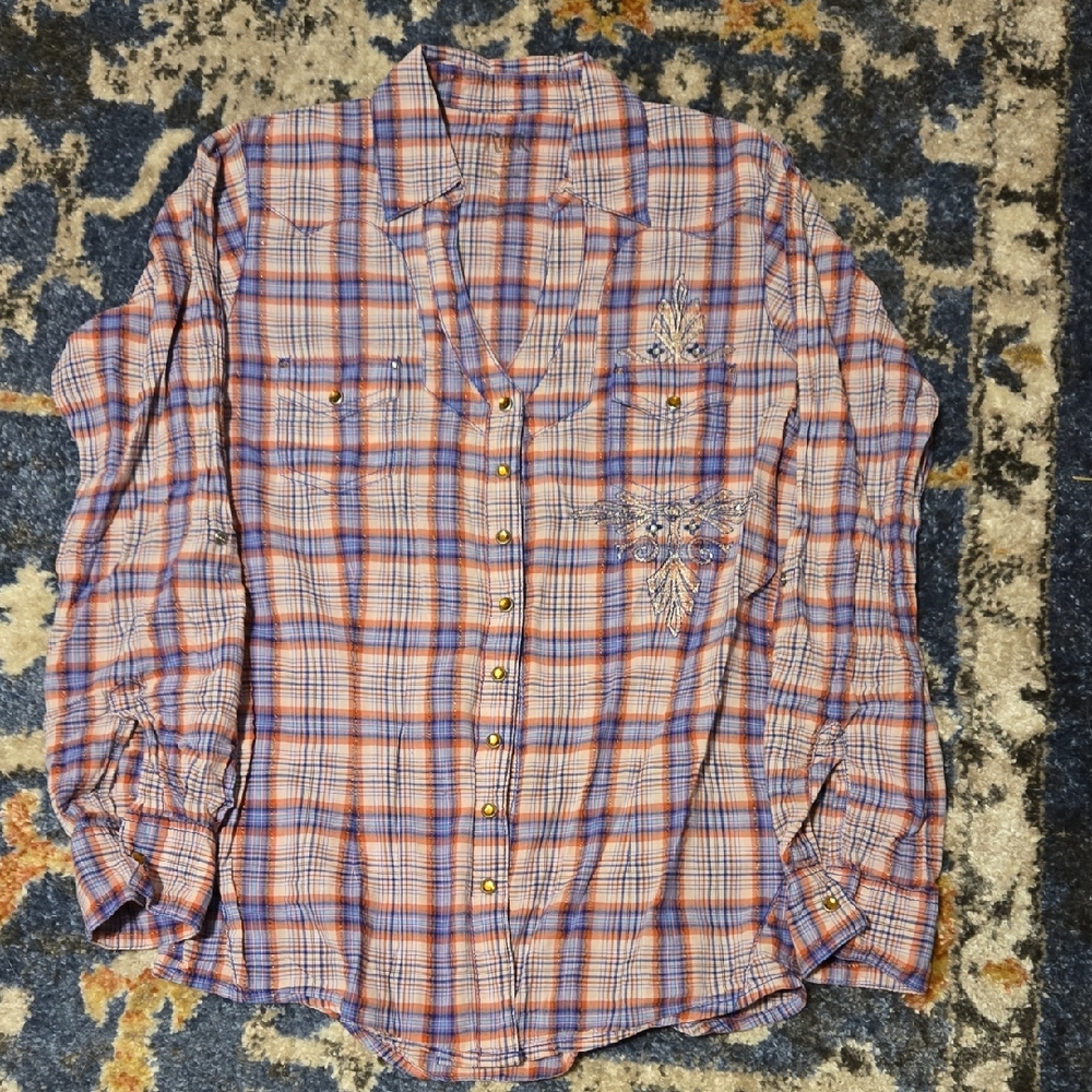 Rock 47 By Wrangler Plaid Button-Up Shirt